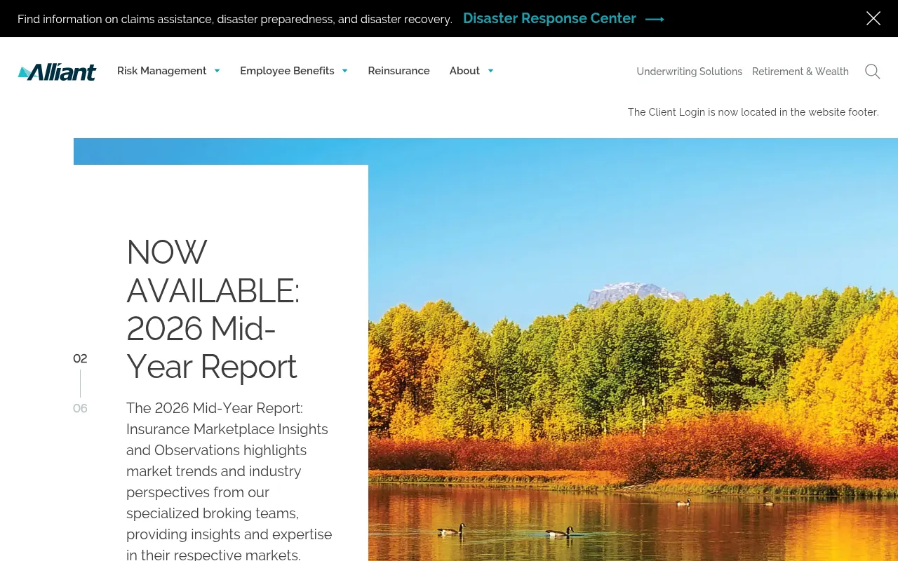 Alliant Insurance Services website homepage, Irvine, CA