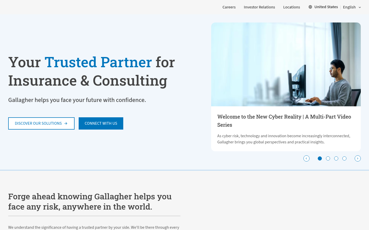 Arthur J. Gallagher & Co. website homepage, Glendale, CA