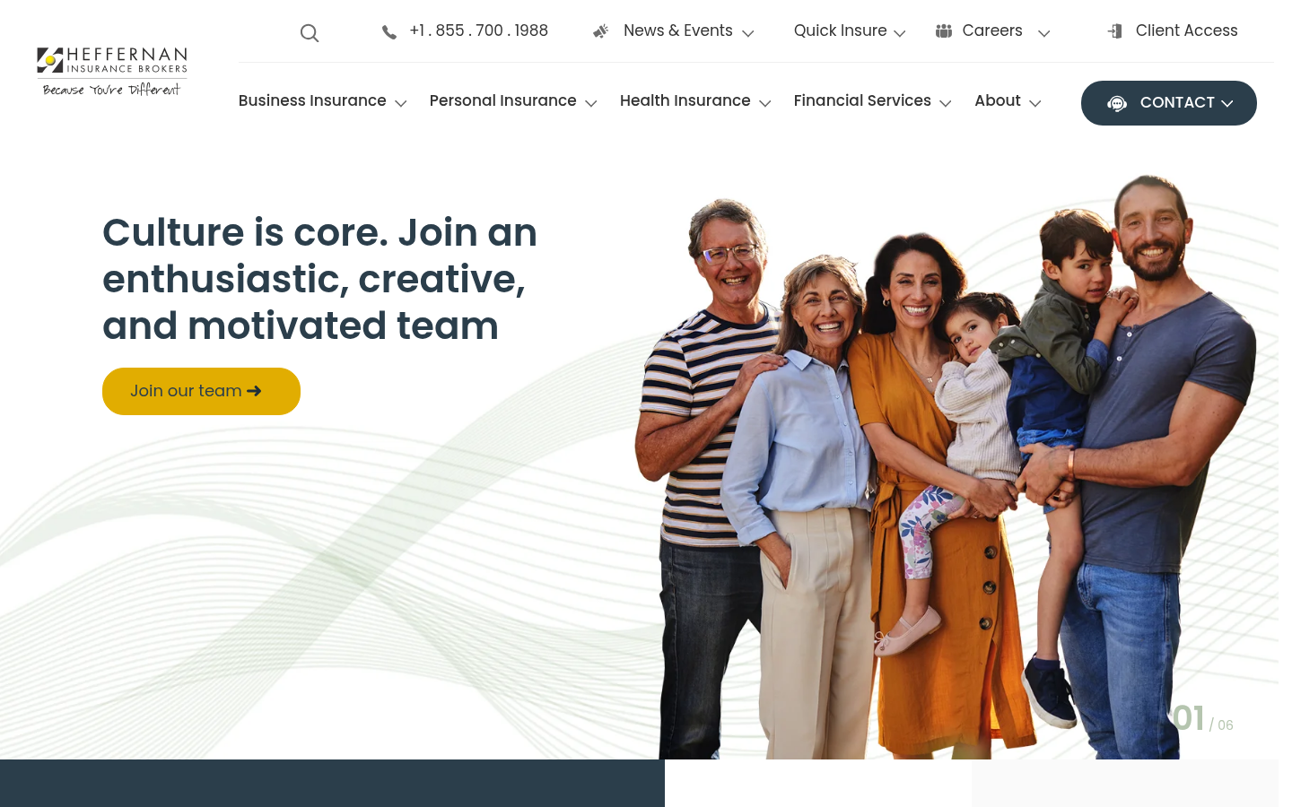 Heffernan Insurance Brokers website homepage, Los Angeles, CA