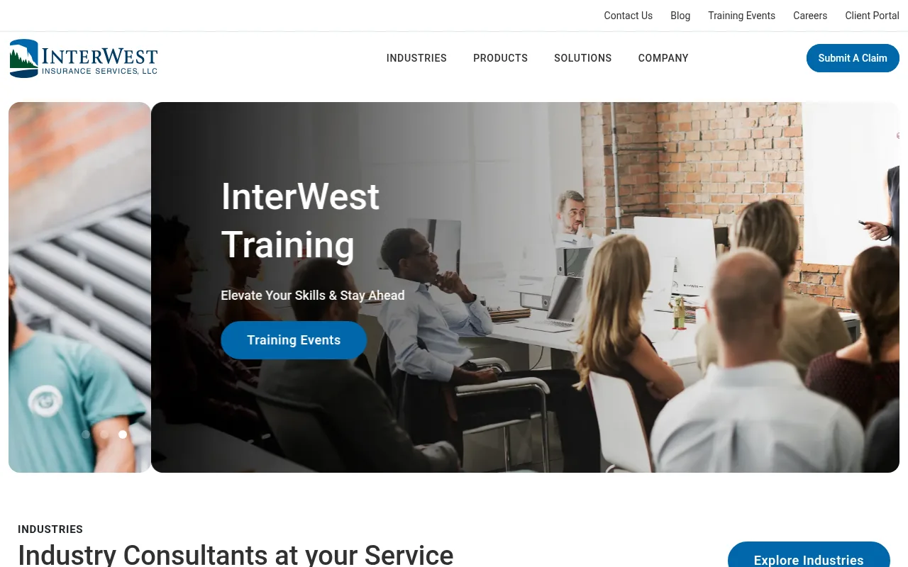 InterWest Insurance Services website homepage, Sacramento, CA