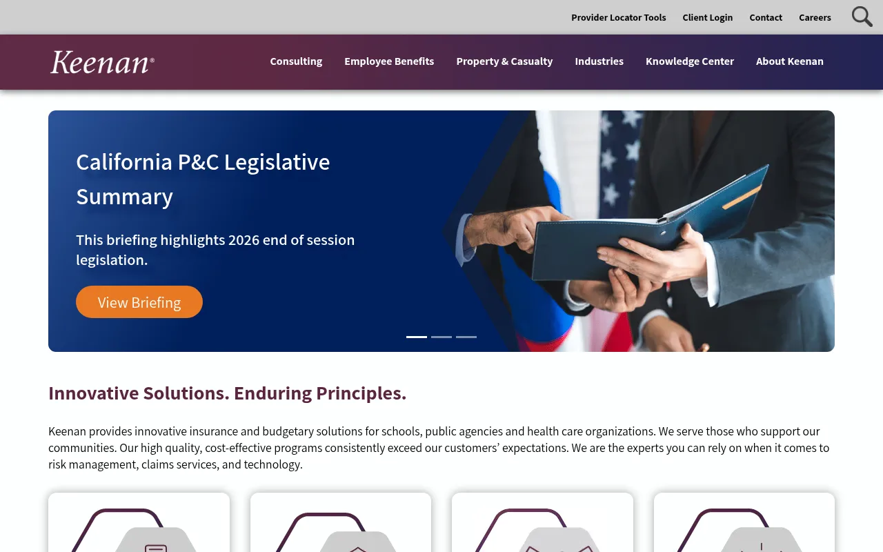 Keenan & Associates (an AssuredPartners company) website homepage, Torrance, CA