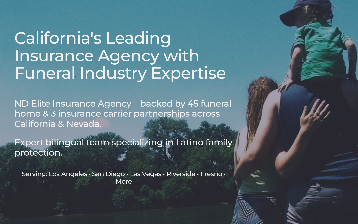 ND Elite Insurance Agency website homepage, West Covina, CA