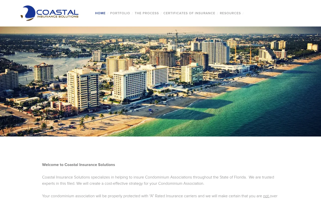 Coastal Insurance Solutions, LLC website homepage, Hollywood, FL