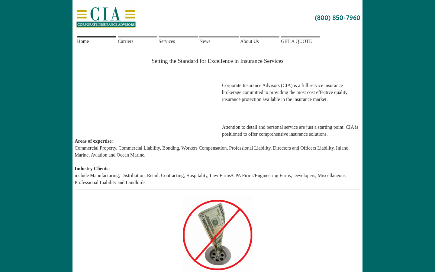 Corporate Insurance Advisors, LLC website homepage, Fort Lauderdale, FL