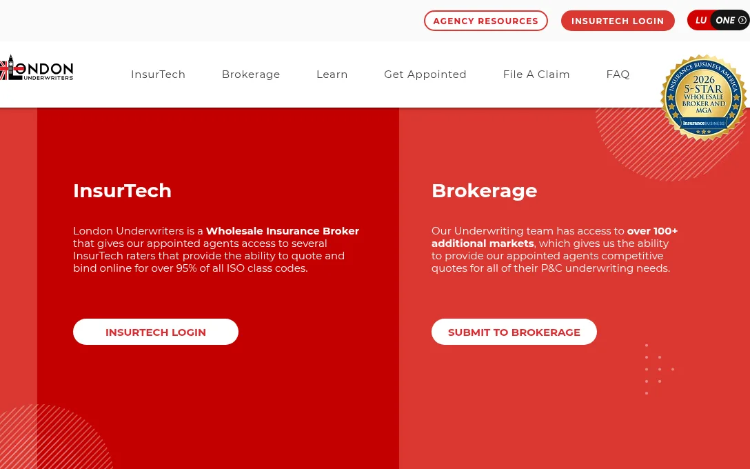 London Underwriters LLC website homepage, Hallandale, FL