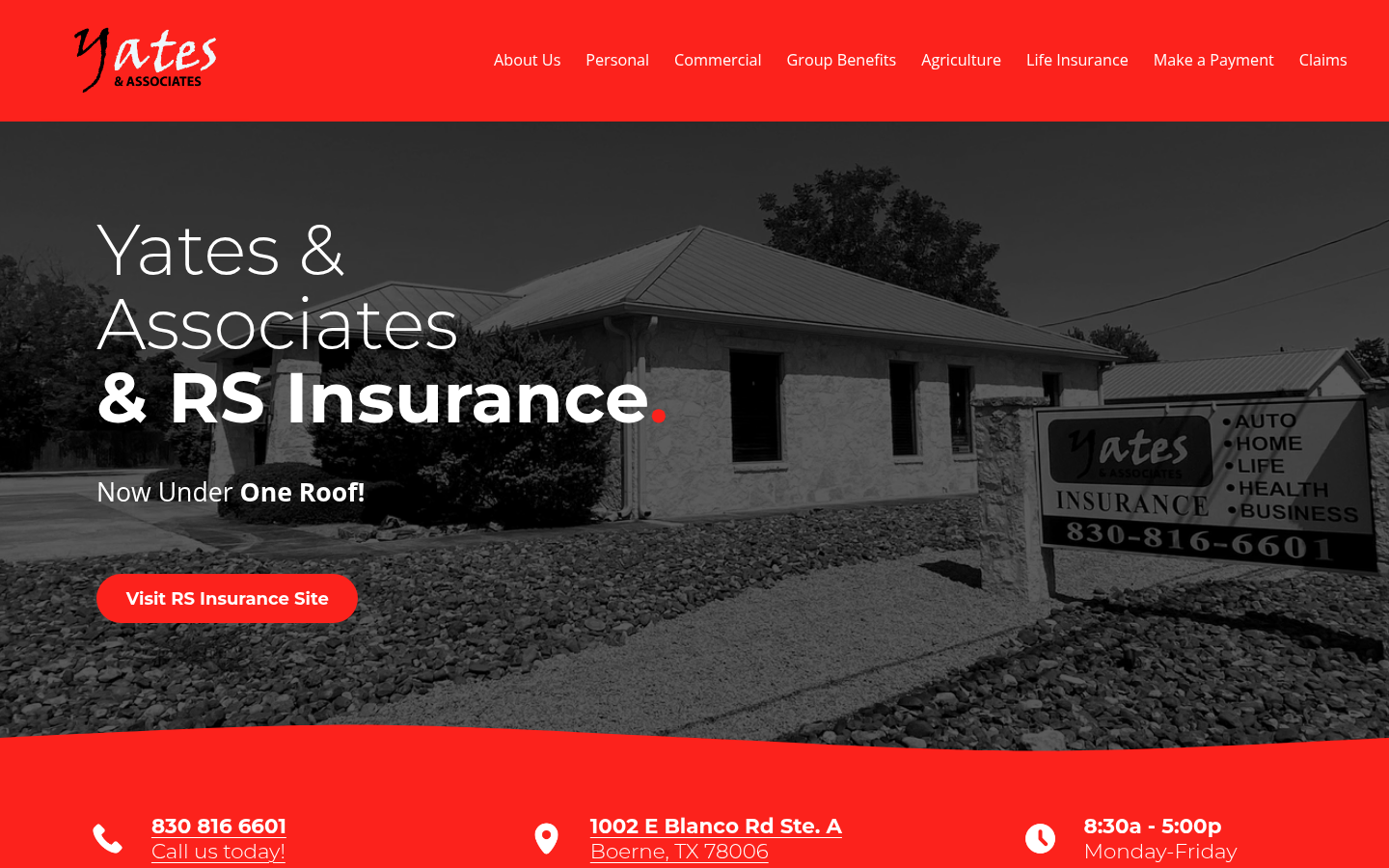 Yates Insurance Agency website homepage, Jacksonville, FL