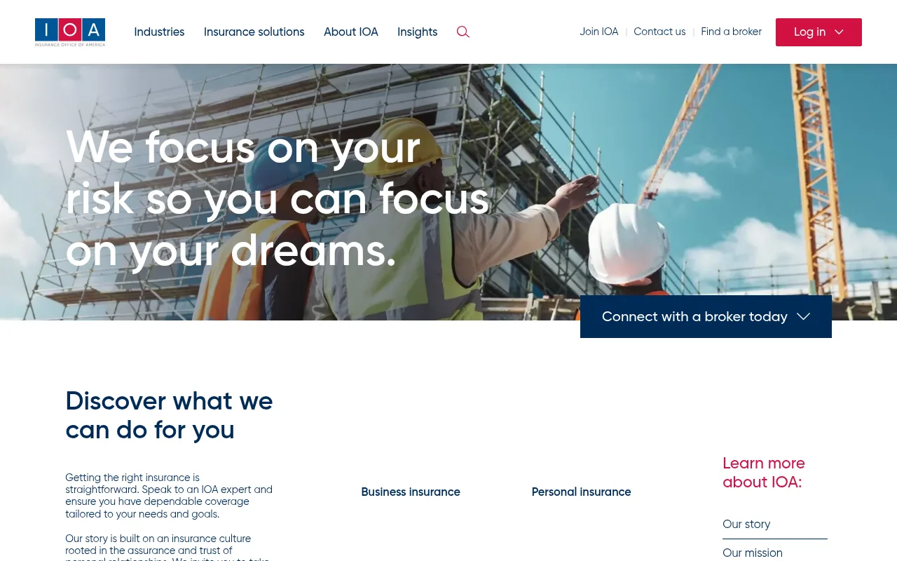 Insurance Office of America (IOA) website homepage, Atlanta, GA