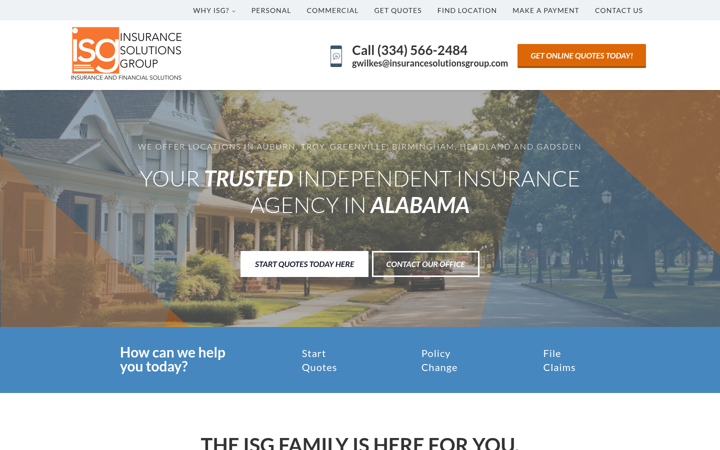 Insurance Solutions Group website homepage, Duluth, GA