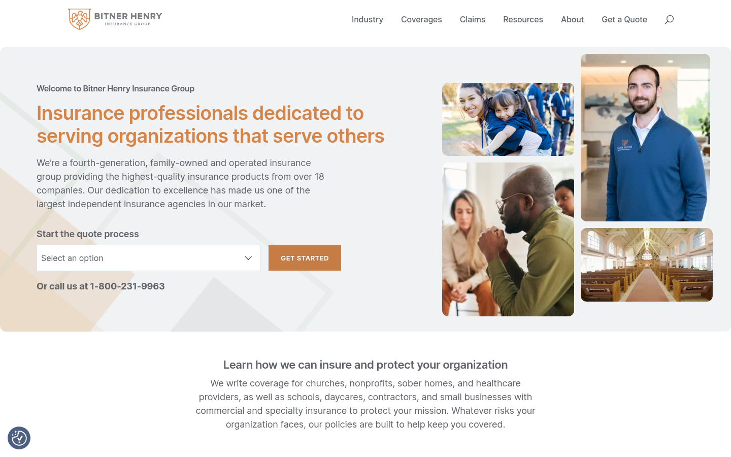 Bitner-Henry Insurance Agency website homepage, Hagerstown, MD