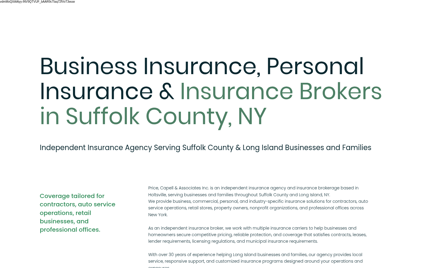 Price Capell & Associates website homepage, New York, NY