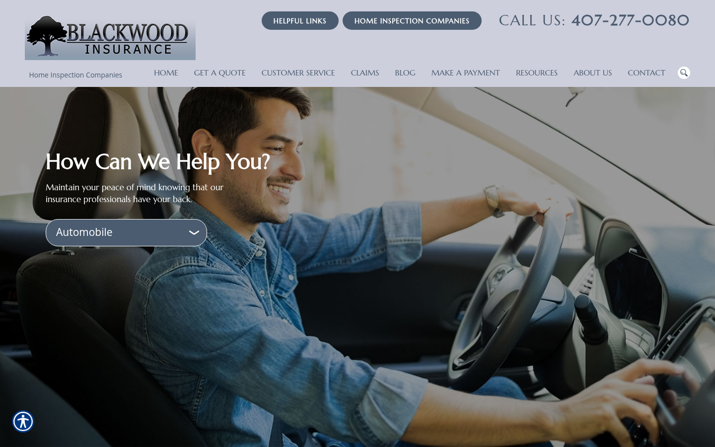 Blackwood Insurance Group website homepage, Columbus, OH