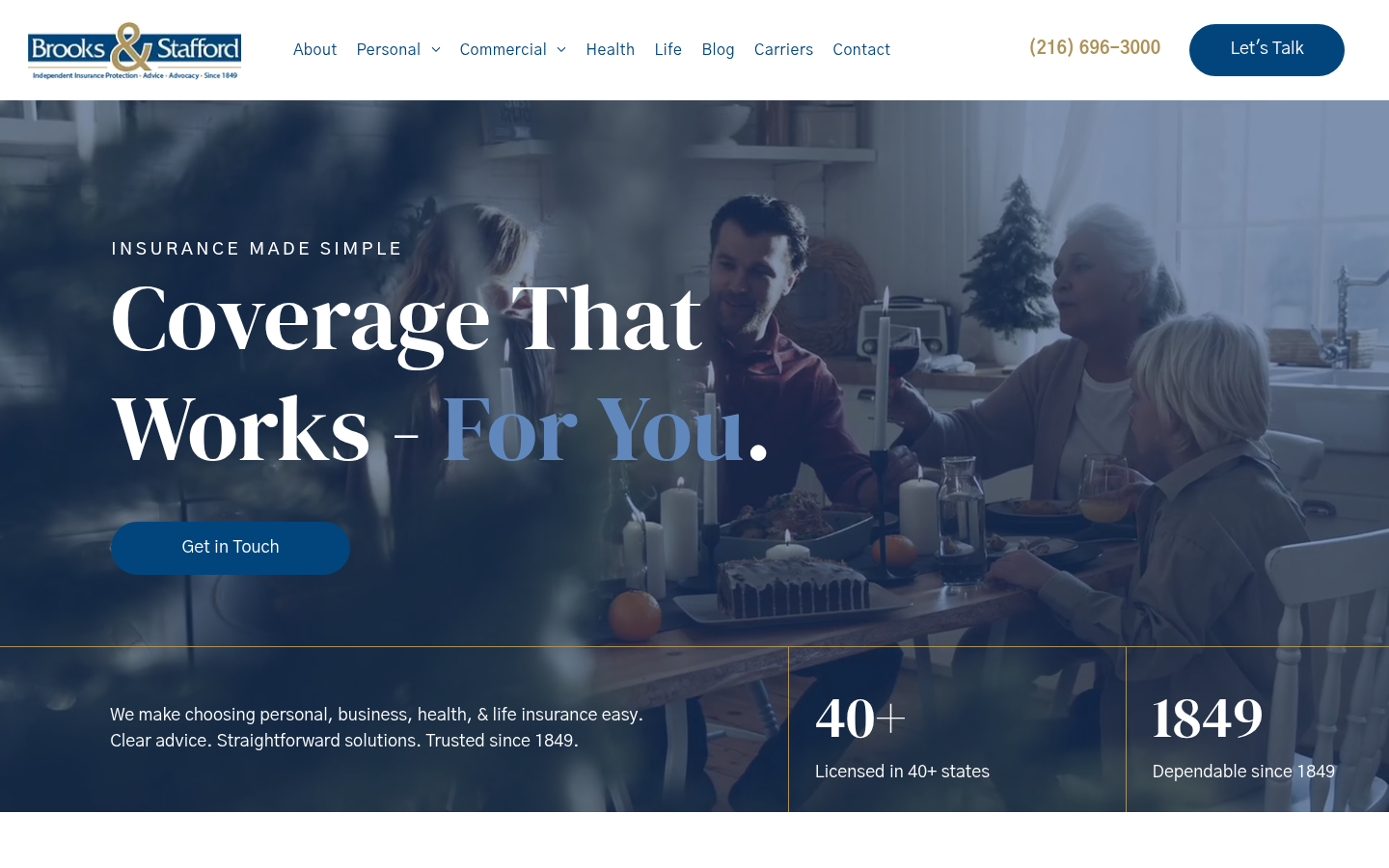 Brooks & Stafford website homepage, Cleveland, OH