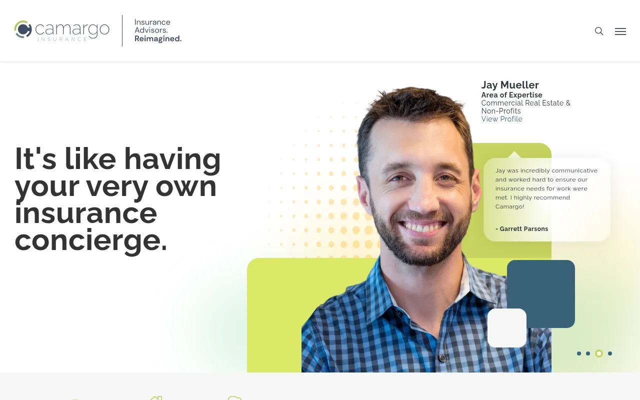 Camargo Insurance Agency website homepage, Cincinnati, OH