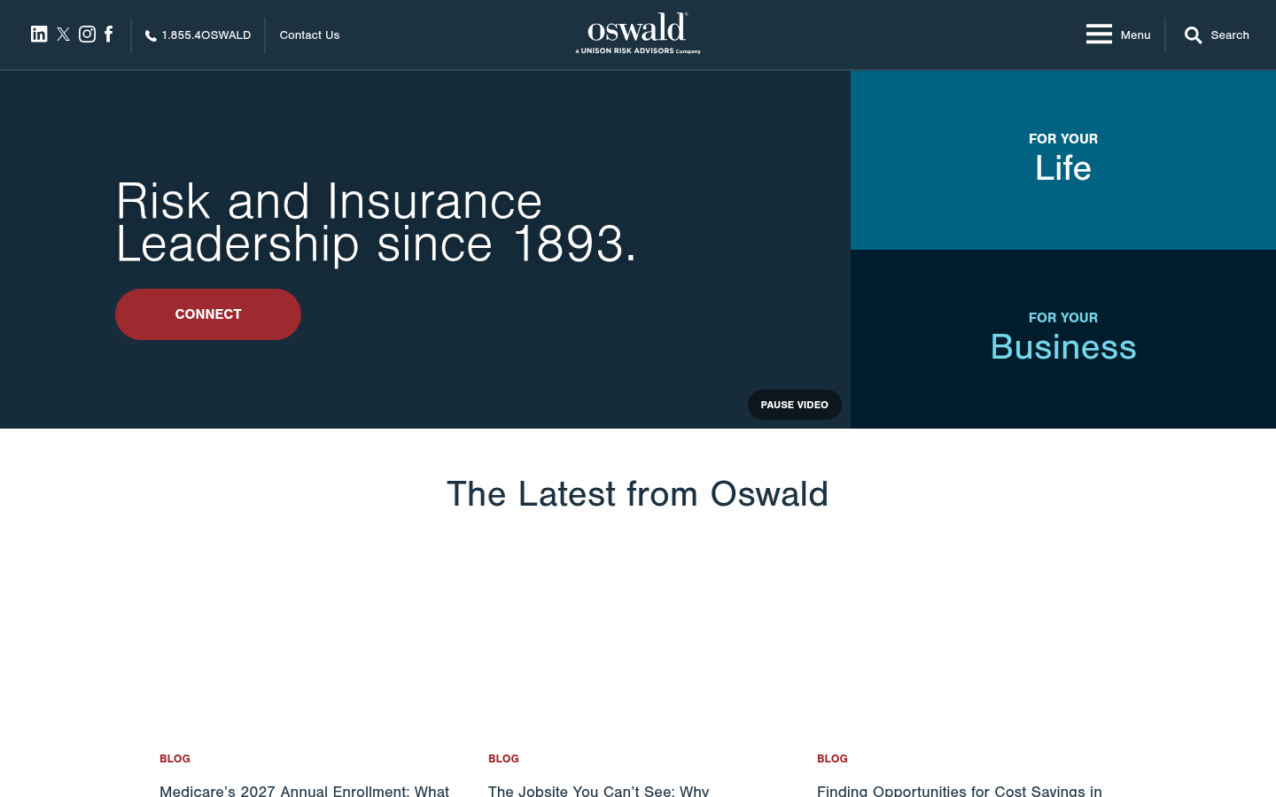 Oswald Companies website homepage, Cleveland, OH