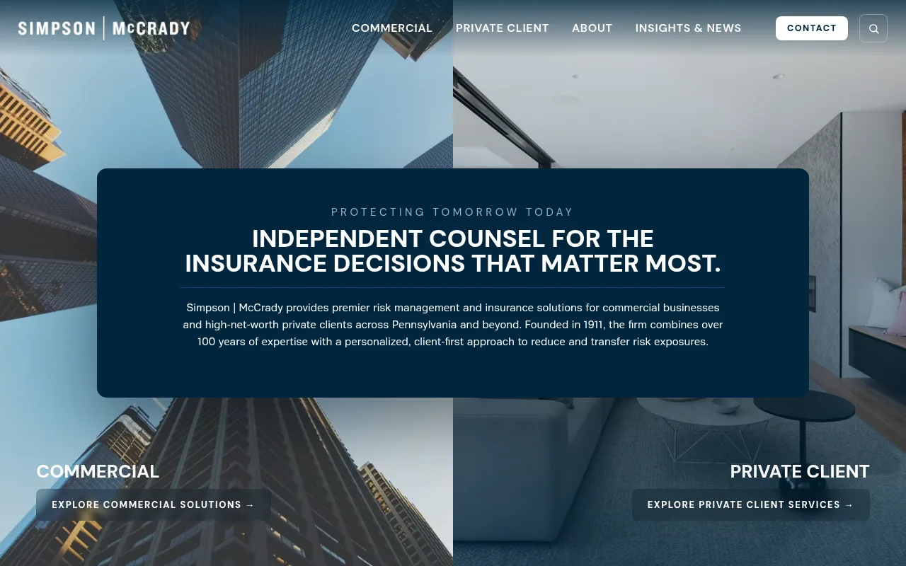 Simpson & McCrady LLC website homepage, Pittsburgh, PA