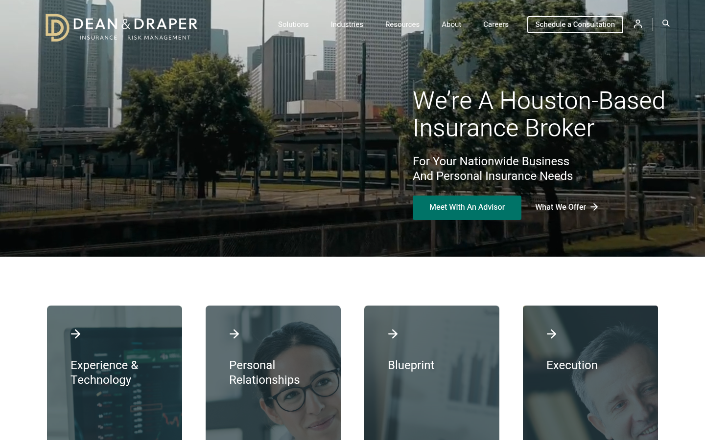Dean & Draper Insurance Agency website homepage, Houston, TX