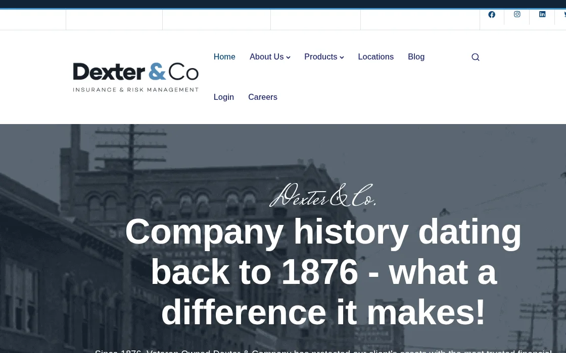 Dexter & Company website homepage, Dallas, TX