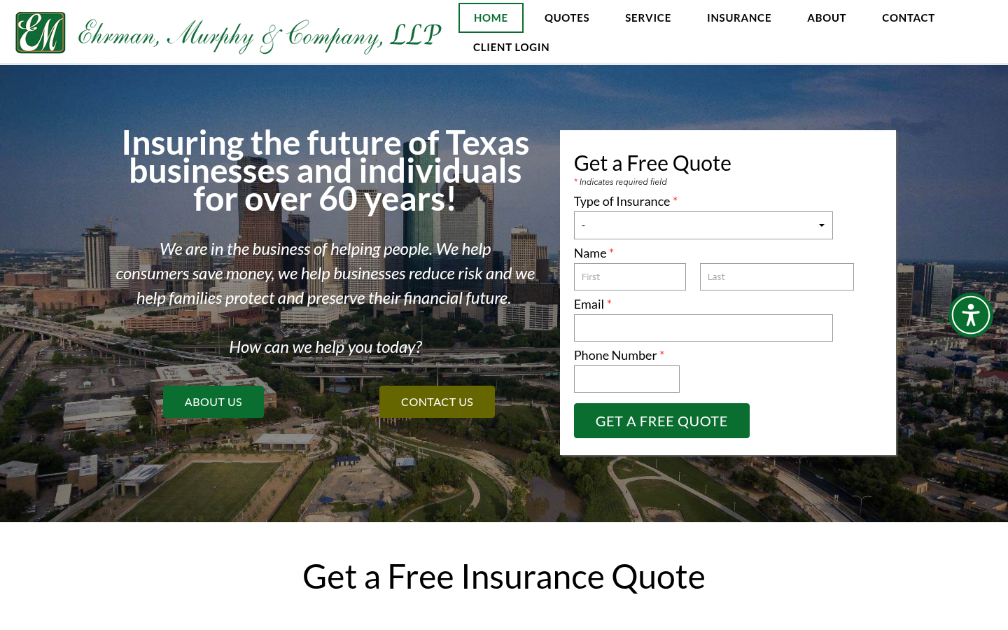 Ehrman Murphy & Company website homepage, Houston, TX