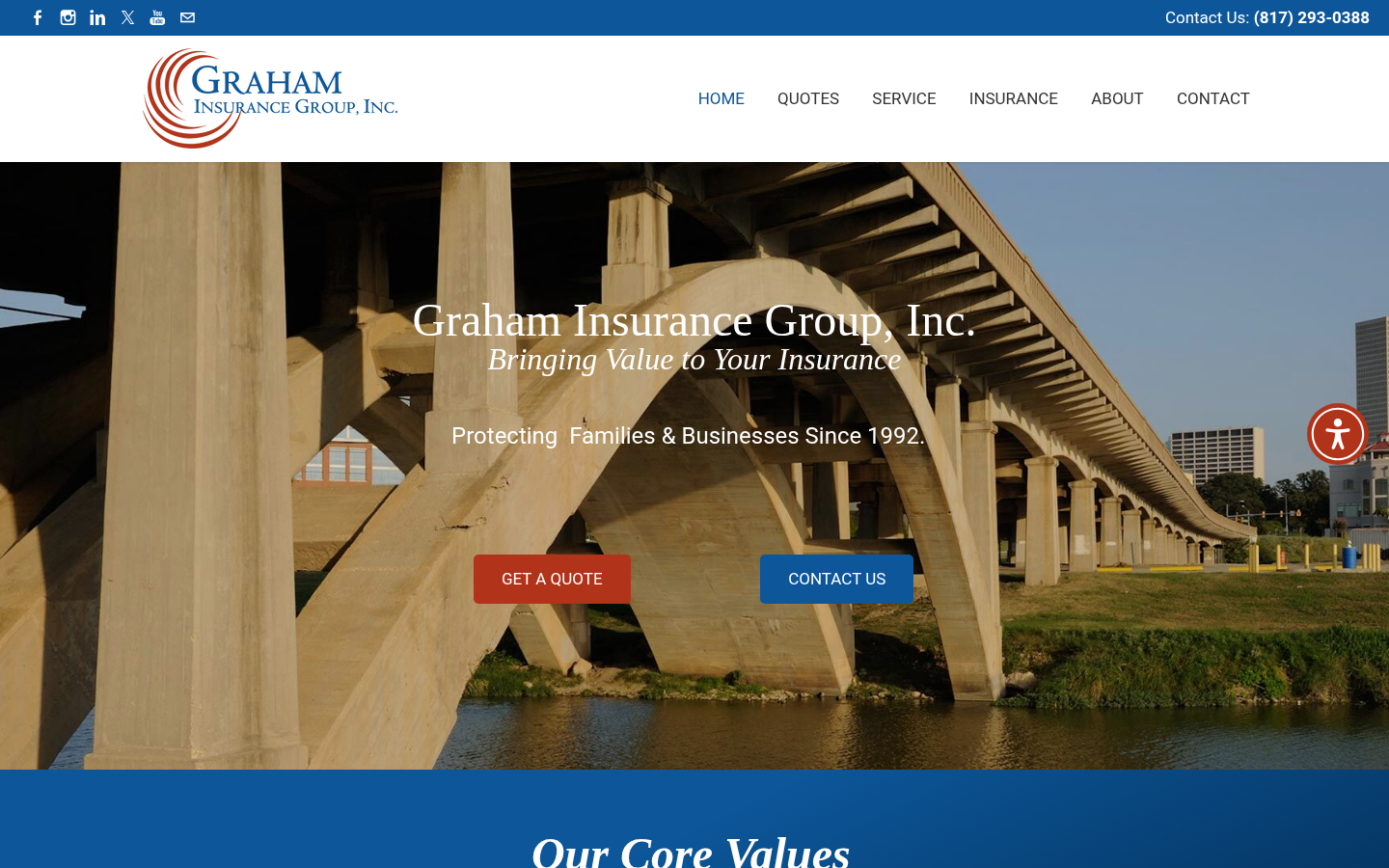 Graham Insurance Group website homepage, Fort Worth, TX