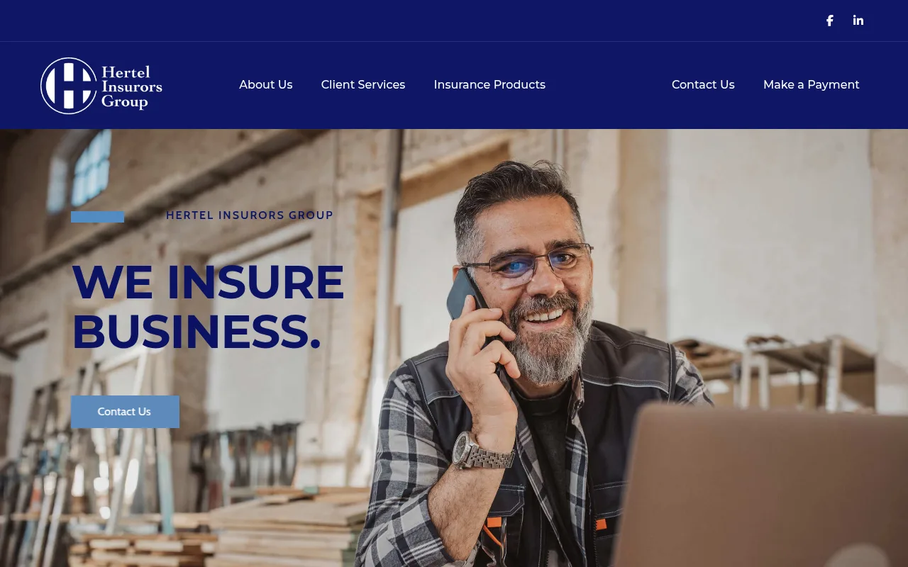 Hertel Insurors Group website homepage, Fort Worth, TX