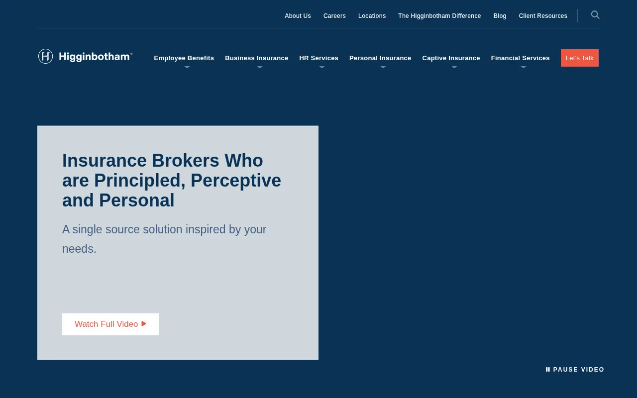 Higginbotham website homepage, Fort Worth, TX