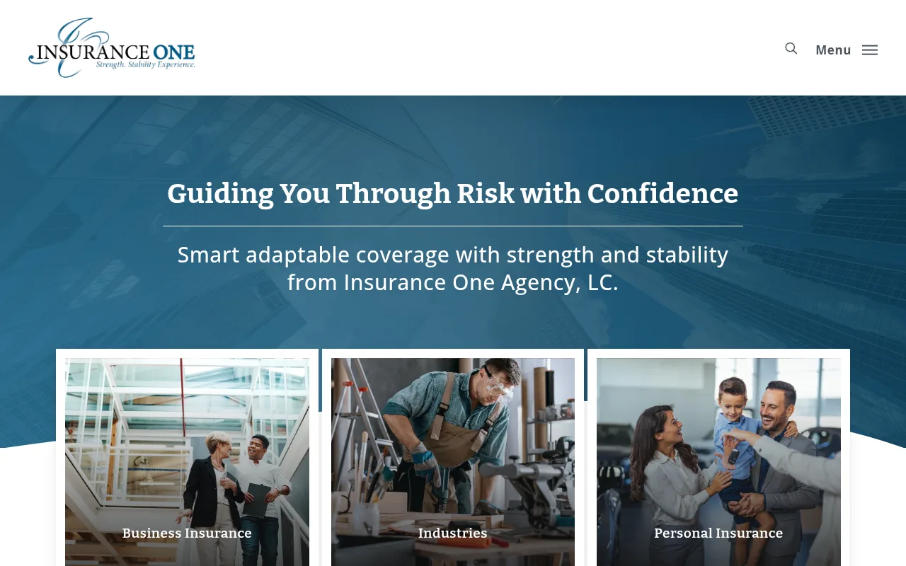 Insurance One Agency website homepage, Dallas, TX