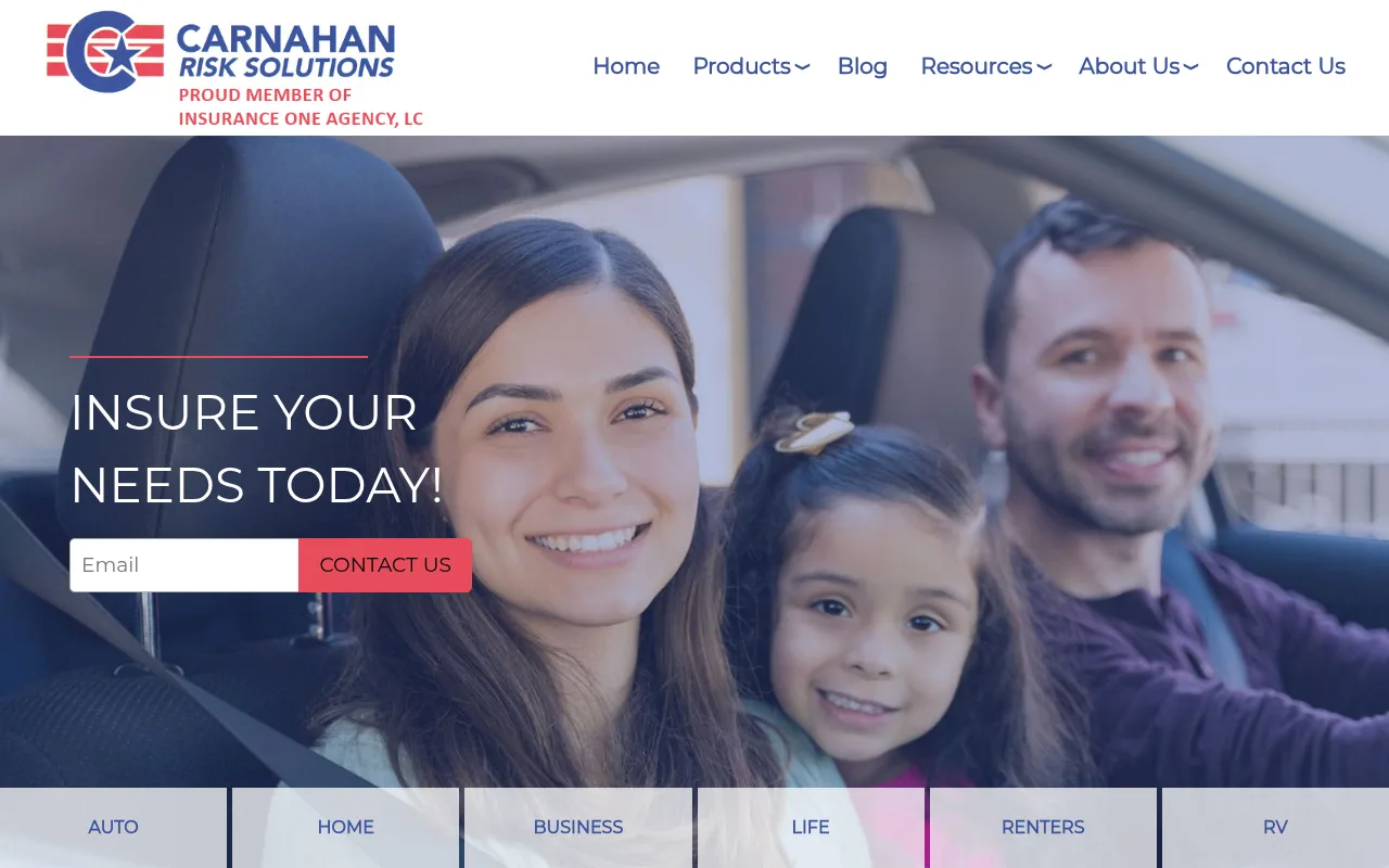 Jerry R Carnahan Insurance Agency website homepage, San Antonio, TX