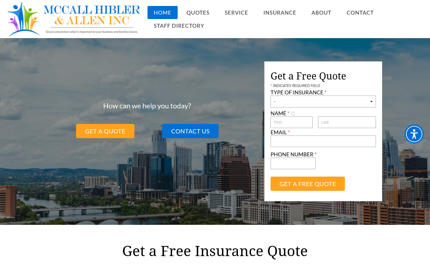 McCall, Hibler & Allen website homepage, Austin, TX