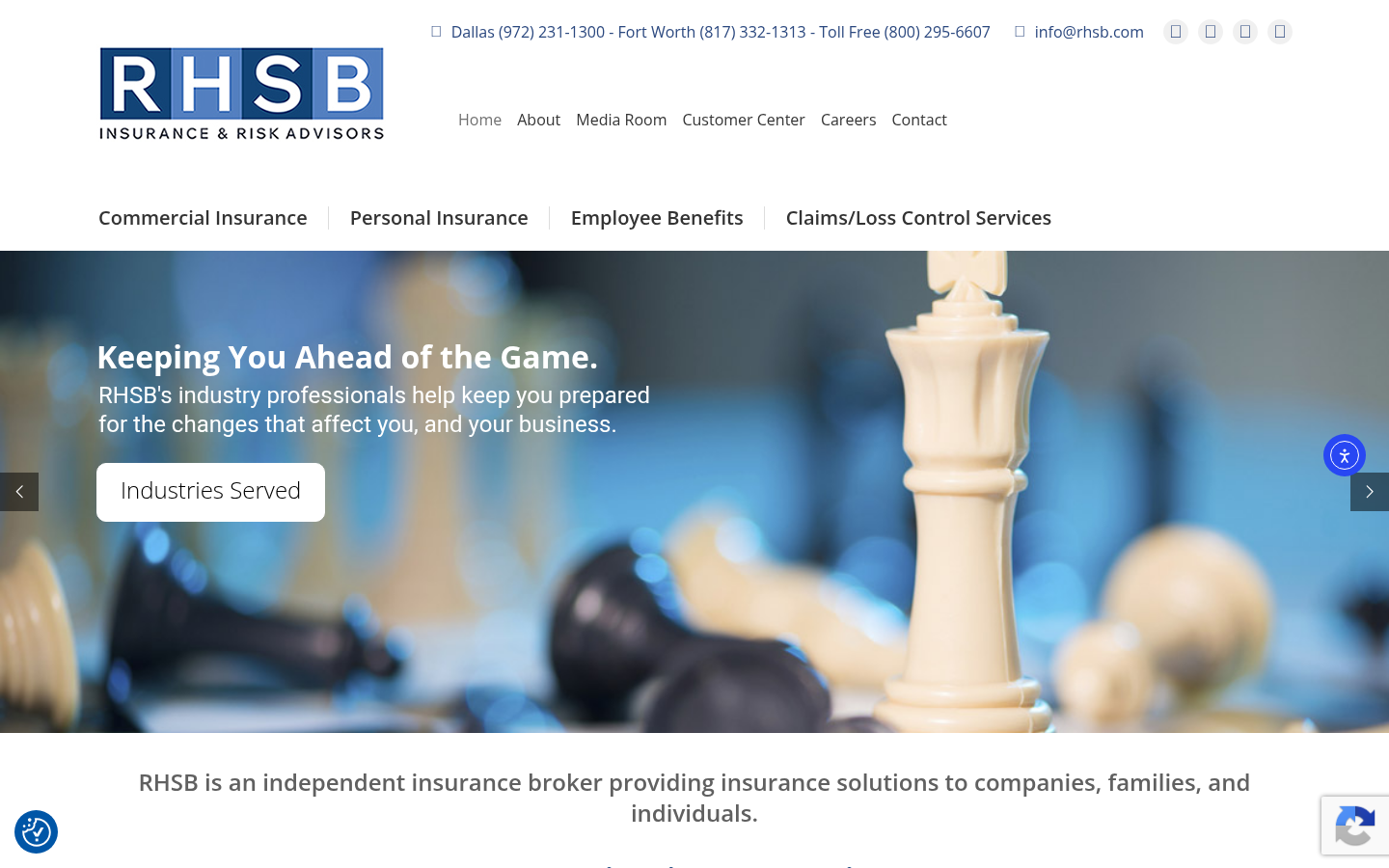 RHSB website homepage, Dallas, TX