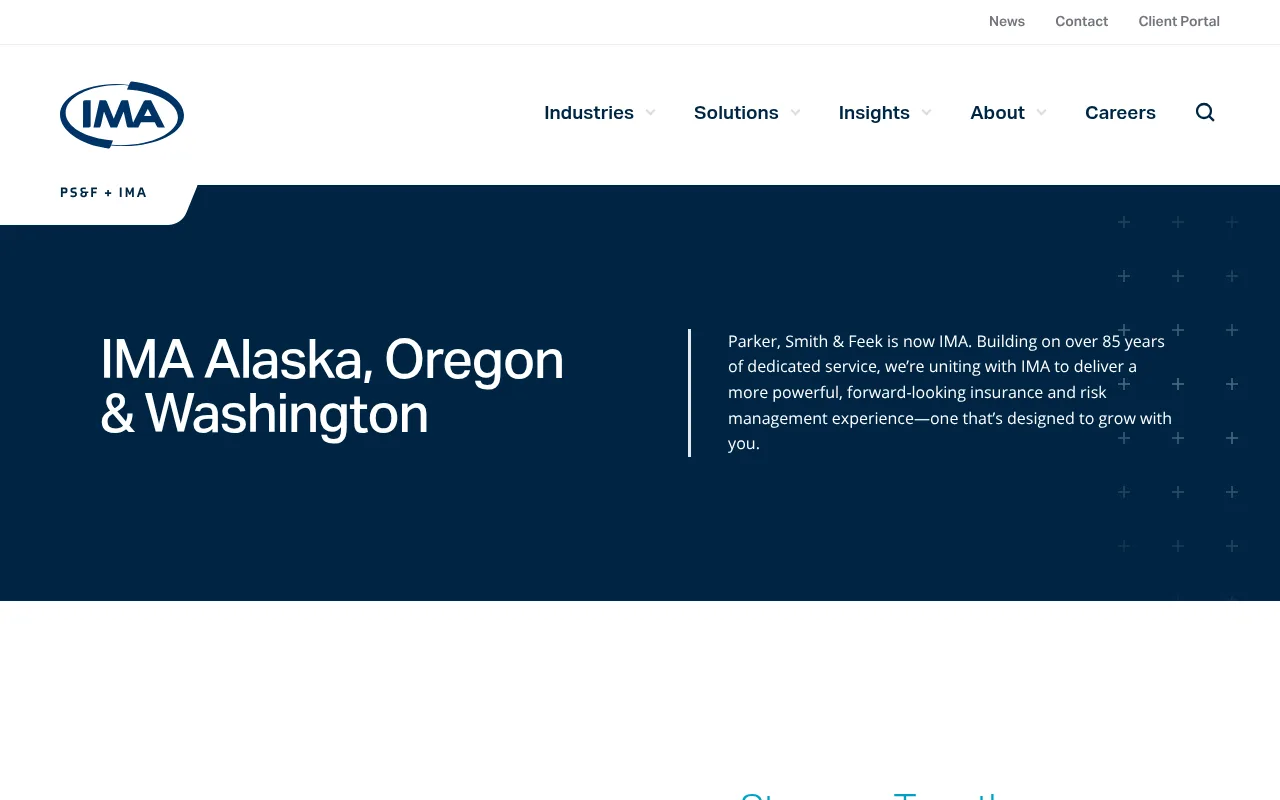 Parker Smith & Feek (an IMA Financial Group company) website homepage, Bellevue, WA
