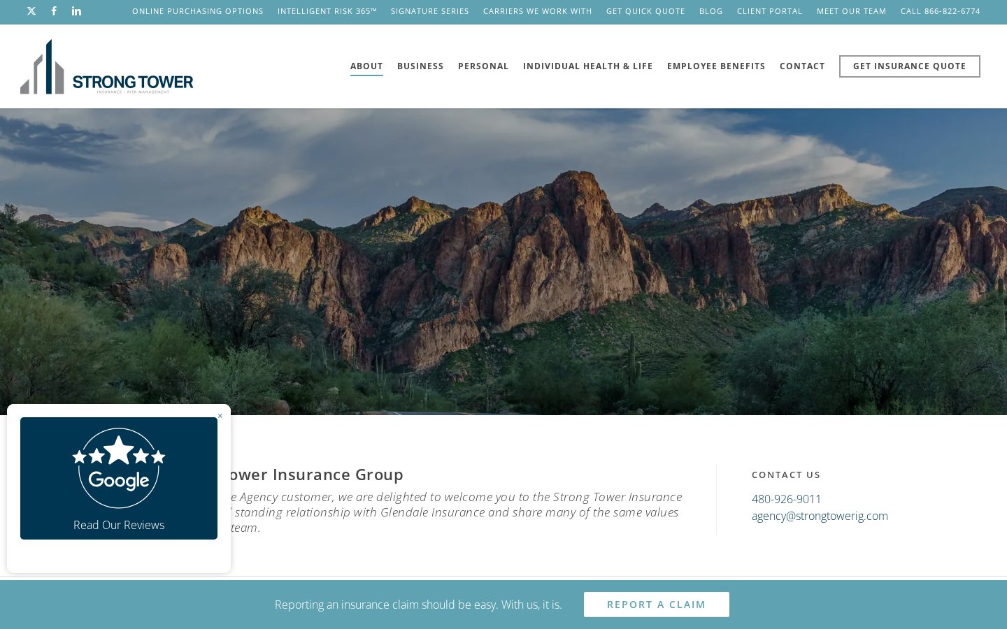 Strong Tower Insurance Group website homepage, Glendale, AZ