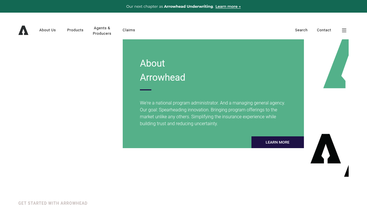 Website preview for Arrowhead General Insurance Agency