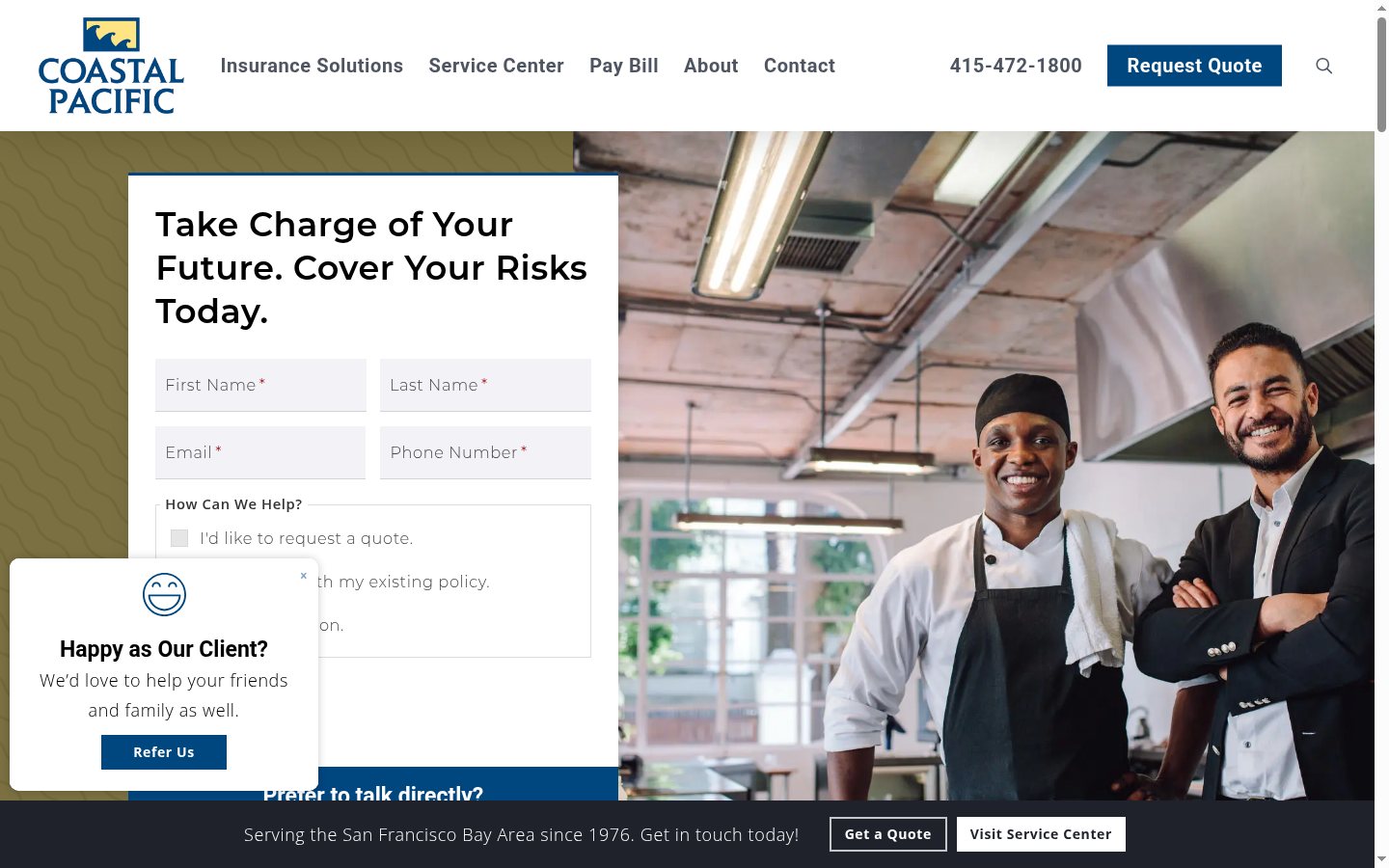 Coastal Pacific Insurance Marketing LLC website homepage, San Rafael, CA