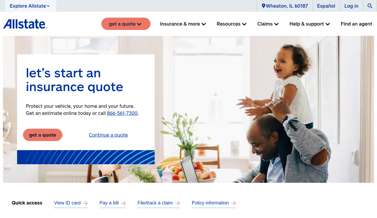 Allstate website homepage, Northbrook, IL