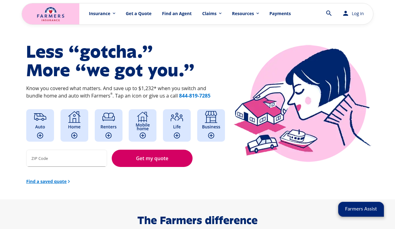 Farmers website homepage, Woodland Hills, CA