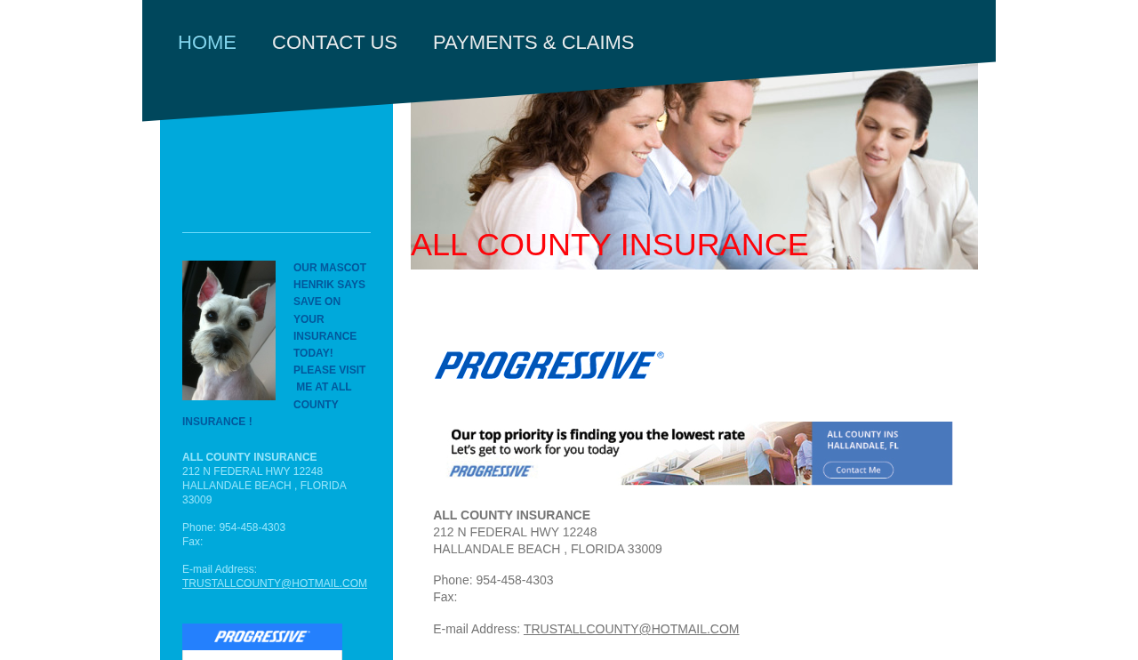 Website preview for All County Insurance