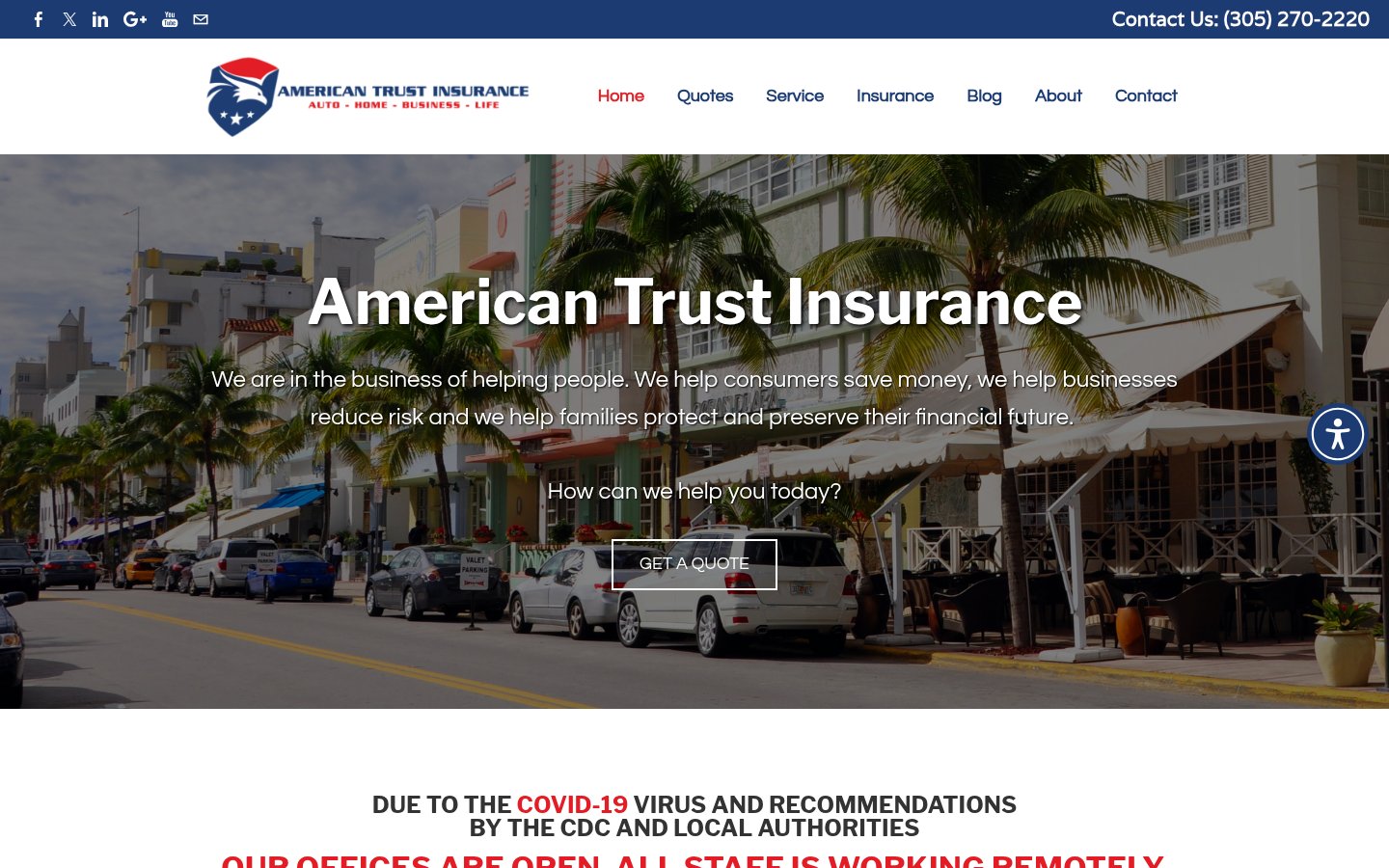 American Trust Insurance Consultants, Inc. website homepage