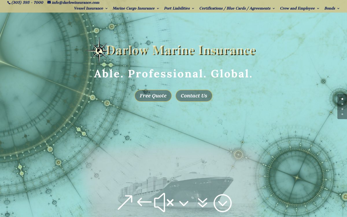 Darlow Insurance website homepage, Miami, FL