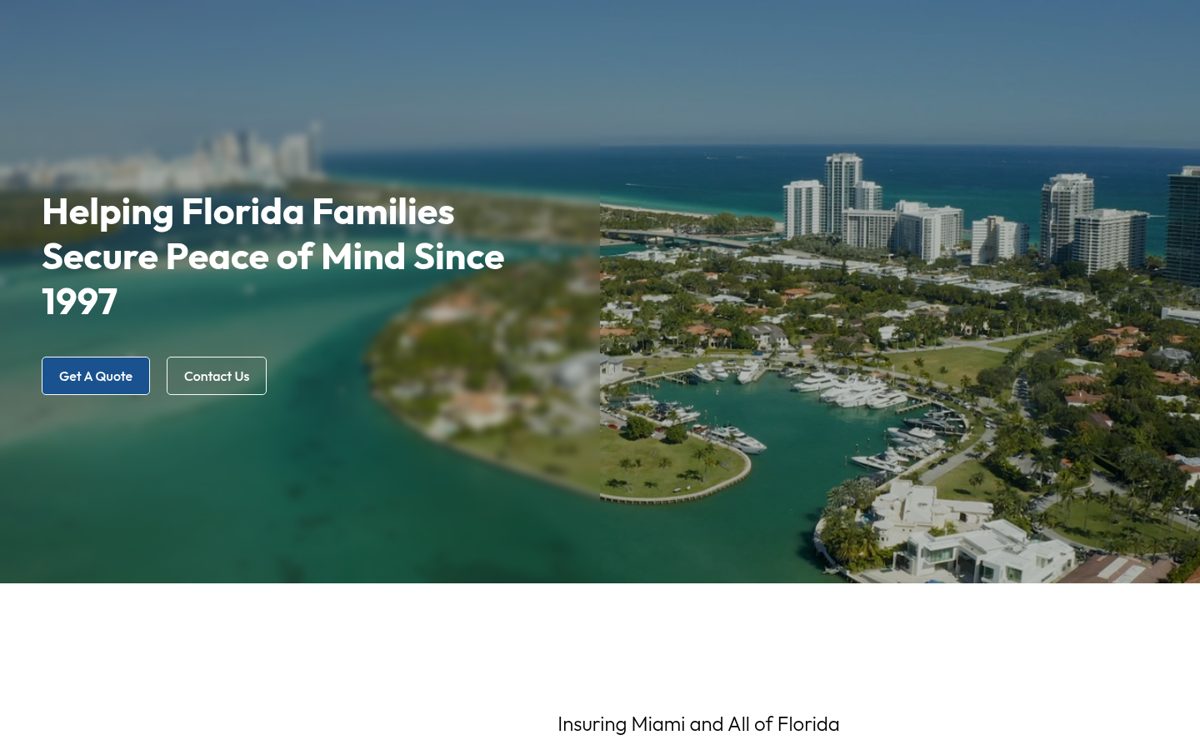 Diaz Insurance, Inc. website homepage, Miami, FL