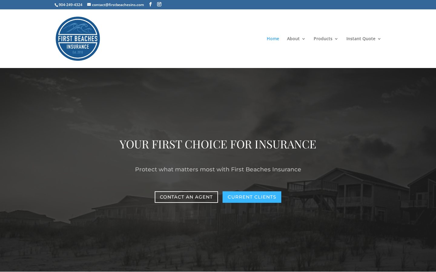 First Beaches Insurance website homepage, Jacksonville Beach, FL