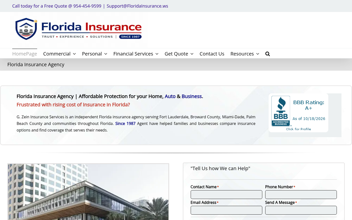 Insurance Benefit Agency Inc website homepage, Fort Lauderdale, FL