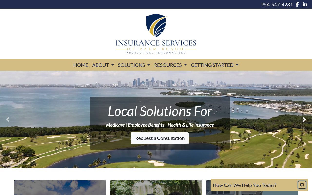 Insurance Services of Palm Beach website homepage, West Palm Beach, FL
