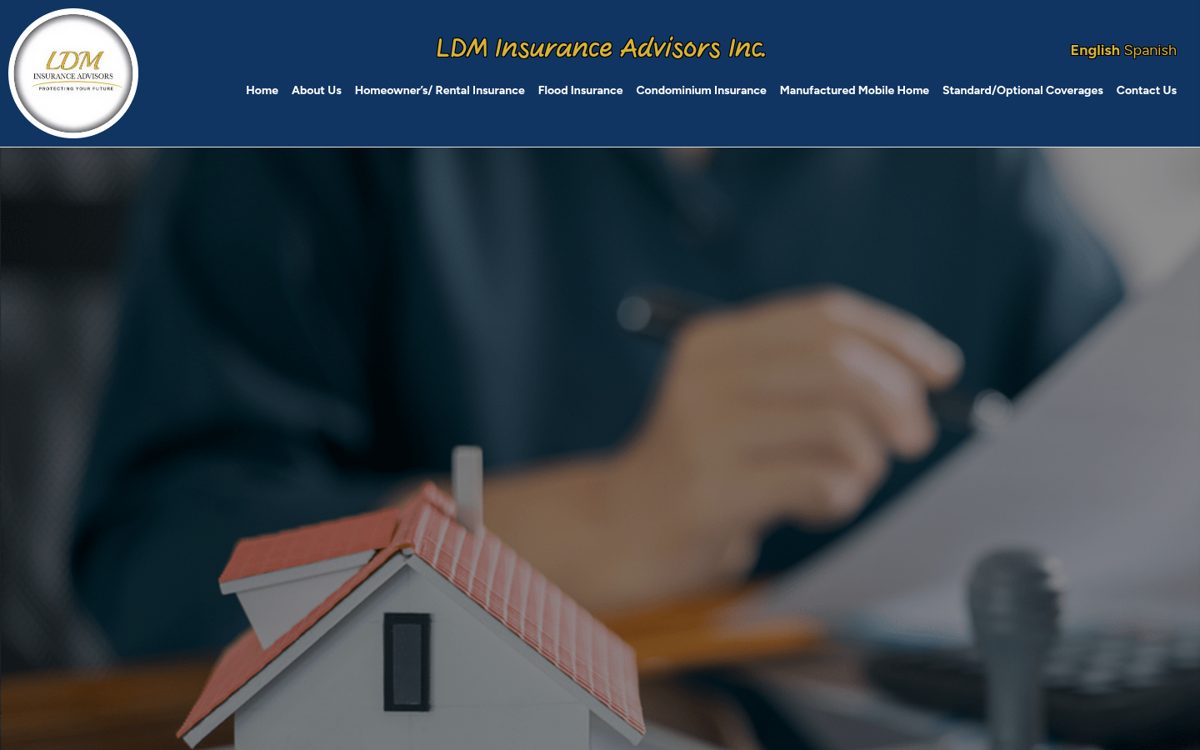 LDM Insurance Advisors website homepage, Miami, FL