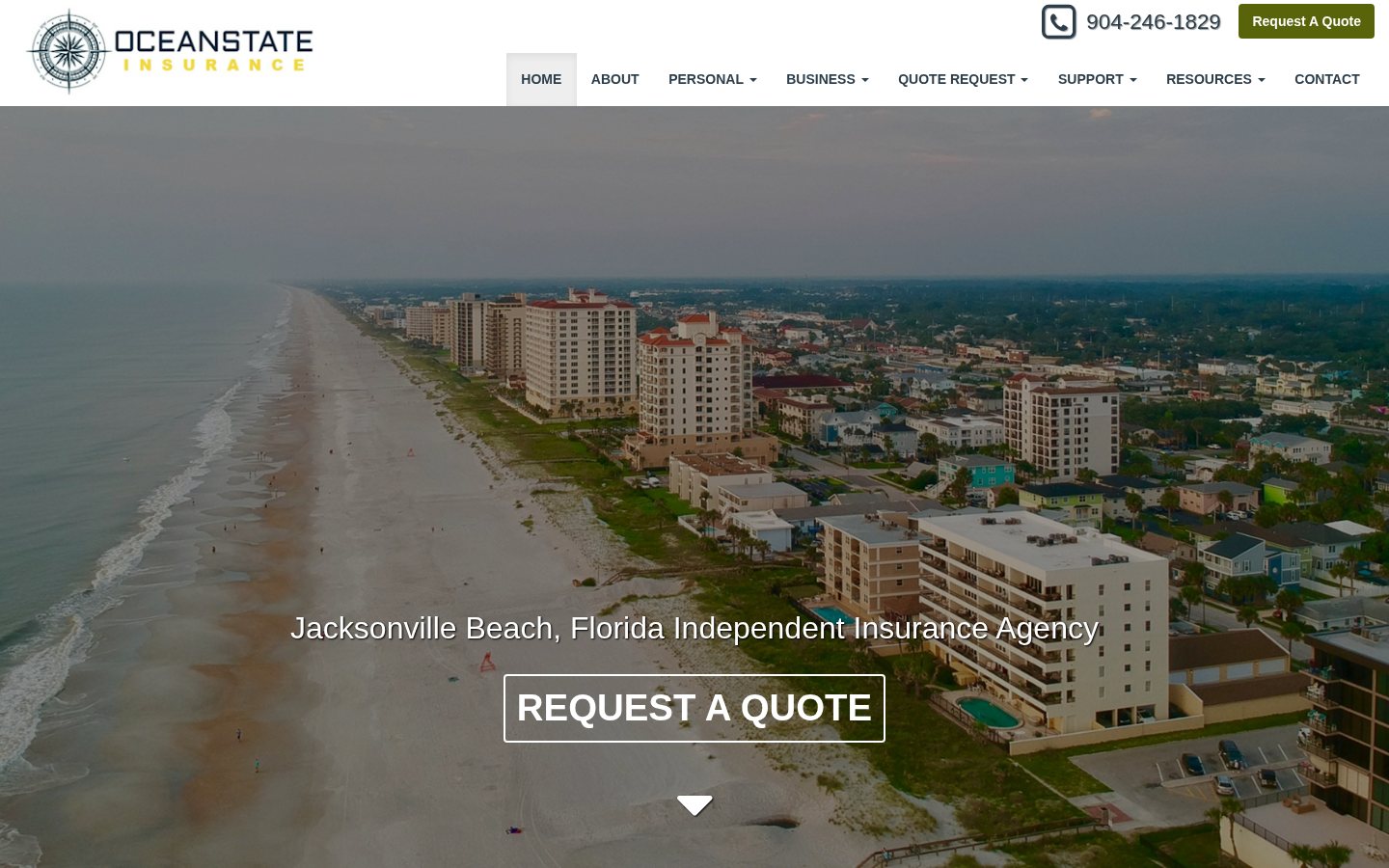 Ocean State Insurance Agency, Inc. website homepage, Jacksonville Beach, FL