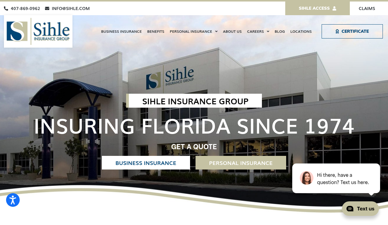 Sihle Insurance Group website homepage, Altamonte Springs, FL