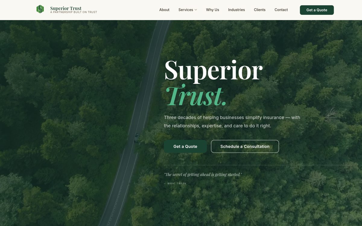 Superior Trust Insurance website homepage, Miami, FL