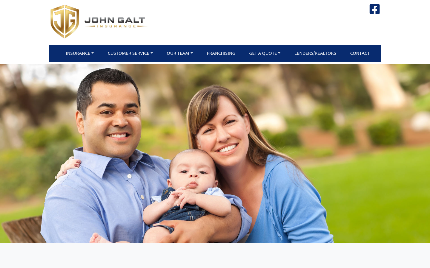 The John Galt Insurance Agency Corporation website homepage, Fort Lauderdale, FL