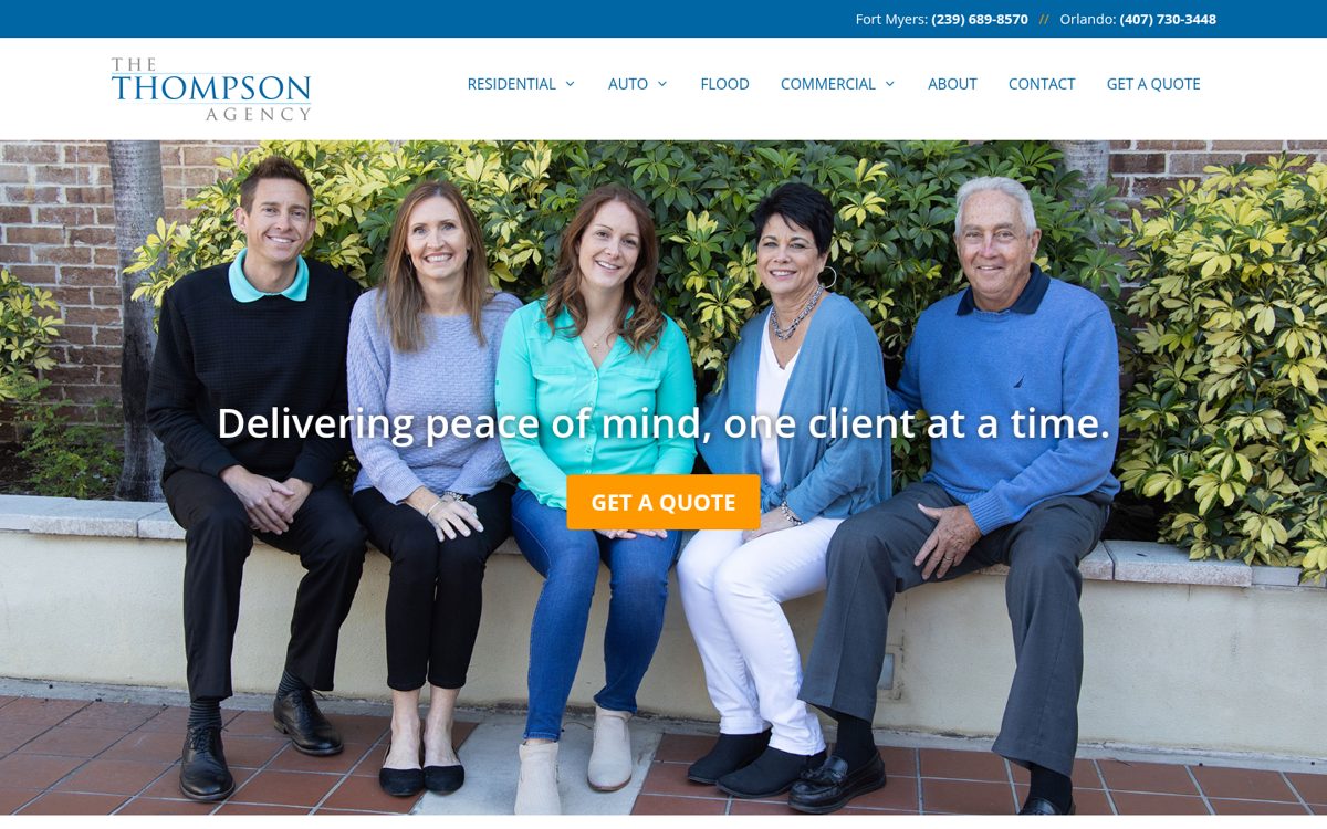 The Thompson Agency, Inc. website homepage, Orlando, FL