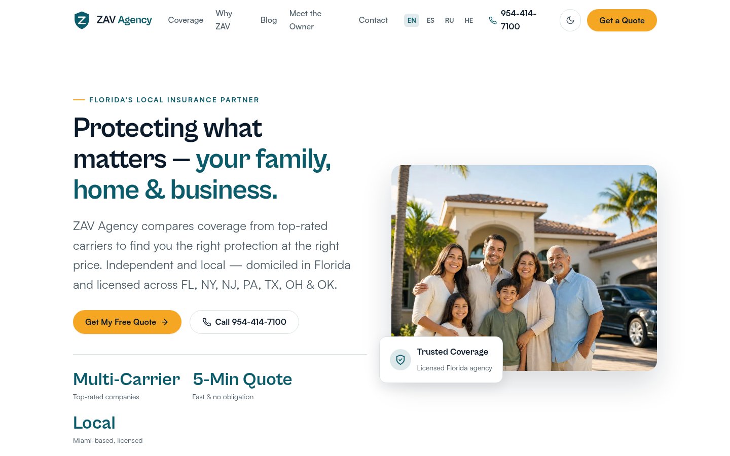 Zav Agency website homepage