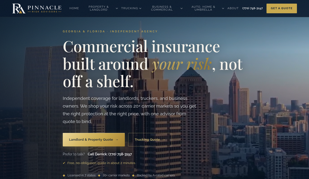 Website preview for Pinnacle Risk Advisors